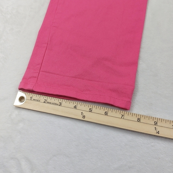 DICKIES WOMENS BRIGHT BUBBLE GUM PINK LOW WAIST COTTON BLEND CAPRI PANTS SIZE 11 - Picture 3 of 10